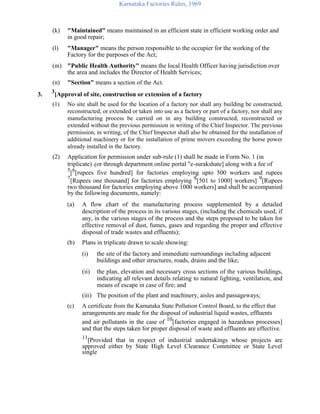 Karnataka factories rules, 1969 | PDF