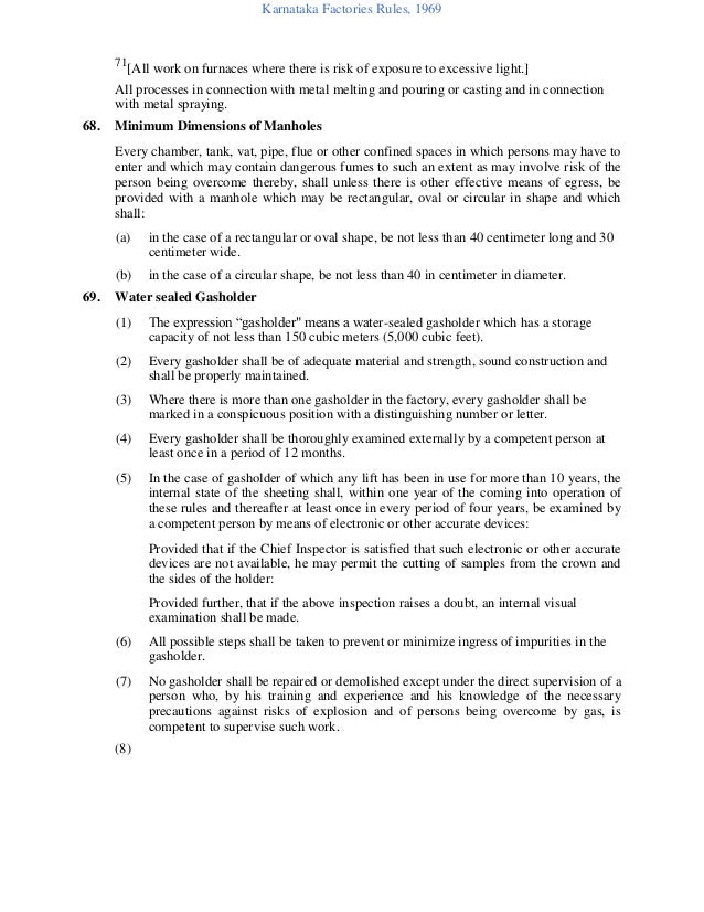 Karnataka factories rules, 1969