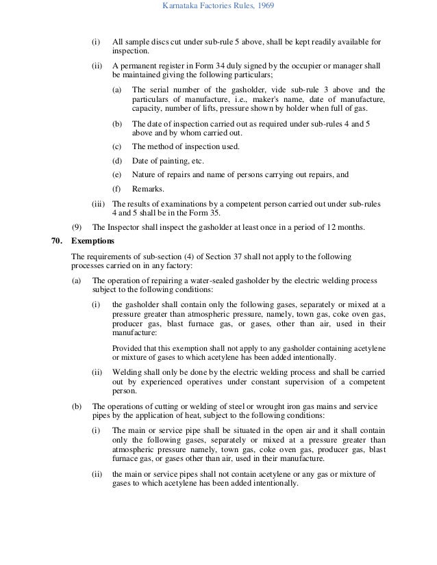 Karnataka factories rules, 1969