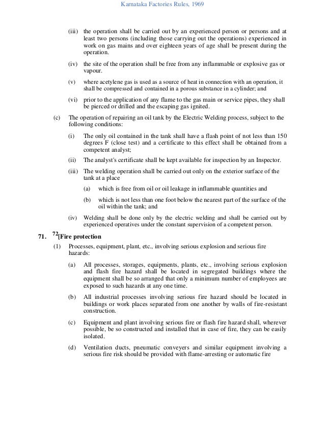 Karnataka factories rules, 1969