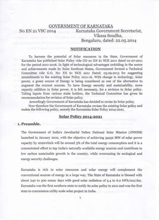 Karnataka solar policy 2014-2021