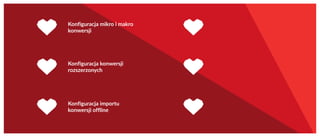 Konfiguracja konwersji
rozszerzonych
Konfiguracja importu
konwersji offline
Konfiguracja mikro i makro
konwersji
 