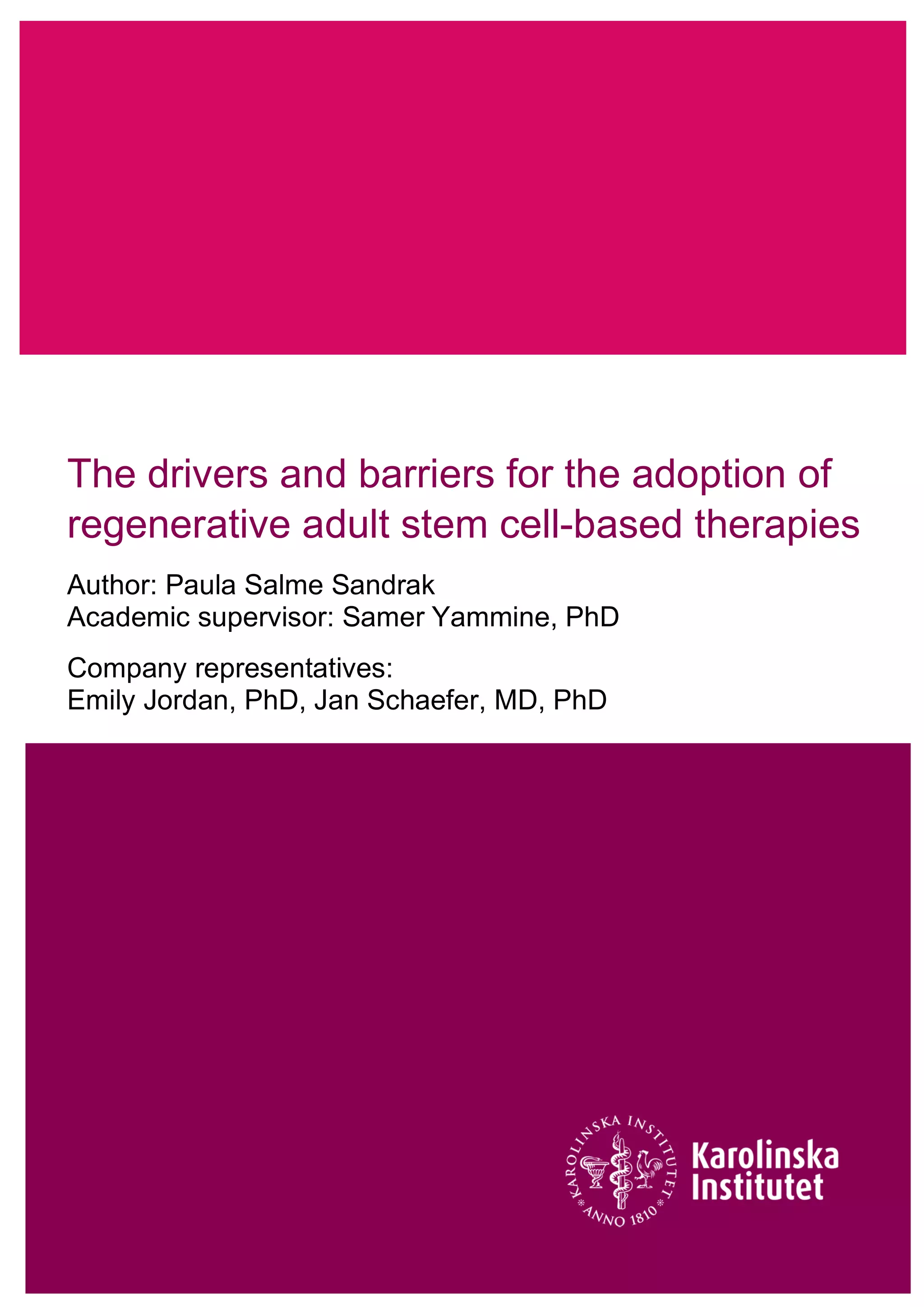 Great summary on the current adoption of stem cell therapies | PDF