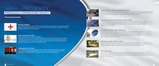 Pripravované projekty: 
ve-áciu 
Pokrokové využívanie obnovitelných zdrojov energie 
Držíme slovenské prvenstvo v rámci prevádzky úsporného LED osvetlenia a týmto trendom chceme pokračovať 
aj naďaľej. Budúci rok plánujeme jedinečný pilotný projekt pokrokového systému využívania slnečnej energie na 
streche jednej zo základných škôl, čím docielime výraznú úsporu nákladov na energie a postupne zvýšime ener-getickú 
sebestačnosť mesta. 
Prepojenie satelitných sídlisk cyklotrasami 
Nárast obľúbenosti cyklistiky, často prehustená doprava v centre mesta a ekológia, ma presvedčili o potrebe 
budovania komplexných a bezpečných komunikácií na tento účel. Začali sme v centre, neskôr s napojením na 
satelitné sídliská a v budúcnosti okolité obce. Proces budovania napojení na okolité obce nám z časového hľa-diska 
komplikuje náročné jednanie so súkromnými vlastníkmi pozemkov, cez ktoré by mali trasy často viesť, ale 
veríme, že čoskoro pribudnú ďaľšie úseky. 
Prístavba polikliniky 
V predprojektovej príprave. Po splatení úveru za budovu, vypracovaní dokumentácie a vybavení administratívy 
spojenej so stavebným povolením sa pustíme do výstavby. Tak ako kúpa budovy v roku 2009 tak nadstavba 
a komplexná rekonštrukcia sú mojou prioritou. 
omov mes-v 
Multifunkčná hala 
Tejto myšlienky sa stále nevzdávam a aj keď máme pripravený pozemok, predošlé rokovania so súkromnými 
investormi neboli úspešné. V súčasnosti máme nového záujemcu, takže tento projekt je stále živý. Nechceme za-ťažovať 
mesto úverom na takýto náročný projekt, preto sa zatiaľ venujeme opravám a starostlivosti už jestvujúcich 
športovísk v majetku mesta. 
Obmedzenie herní v meste 
Veľa nešťastných ľudí a rodín ma inšpirovalo k tejto myšlienke, pričom som presvedčený, že Senec 
si v súčasnej ekonomickej kondícii môže dovoliť prísť o daň z tejto činnosti. Rozsah a spôsob obme-dzenia 
herní na území nášho mesta sa plánuje prerokovať z Mestským zastupiteľstvom. 
Centrá aktívneho oddychu na Slnečných jazerách 
Výnimočné Slnečné jazerá, ktorými sa odlišujeme od iných miest, chceme urobiť ešte atraktívnejšie pre bežcov, 
korčuliarov, cyklistov, ľudí na prechádzkach. Vytvorením dvoch kompexných športovo-oddychových zón na seve-re 
a juhu jazier, chceme zachovať život v areáli jazier od skorej jari do neskorej jesene. 
ČÍSLA NEKLAMÚ 
Celoplošná výsadba stromov a zelene 
Viac ako 350.000 €, ktoré získame od Národnej ďiaľničnej spoločnosti ako kompenzáciu za zabratie plôch pri 
rozširovaní ďialnice pri Blatnom investujeme do komplexnej celoplošnej výsadby stromov a zelene v našom mes-te. 
Týmto projektom dokážeme bohato pokryť všetky sídliská a verejné priestranstvá v meste. 
PREBIEHAJÚCE A PRIPRAVOVANÉ PROJEKTY 
NAŠE PROJEKTY 
e nej ne ener-resvedčili 
ce hľa-mali 
o . za-ž 
Multifunkčn 
n 
súč 
ťažovať náročn 
E-echo elektronický rozhlas 
Výnimočný projekt, ktorý je tesne pred spustením. 
Všetky dôležité informácie o dianí v meste ako aj mestských akciách budete dostávať priamo na Váš mail, 
v prípade výnimočných situácií Vás budeme vedieť informovať aj cez sms. Senec bude rozdelený podľa 
ulíc a napríklad informáciu o odstávke vody dostane len oblasť ktorej sa to týka. Pracujeme na systéme 
vytvorenia databázy e-mailových adries a telefónnych čísel. 
42 43 
 