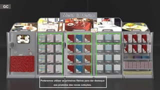 GC
Poderemos utilizar as primeiras fileiras para dar destaque
aos produtos das novas coleções.
 