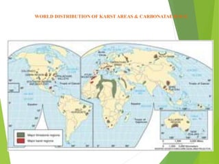 WORLD DISTRIBUTION OF KARST AREAS & CARBONATAEROCK
 
