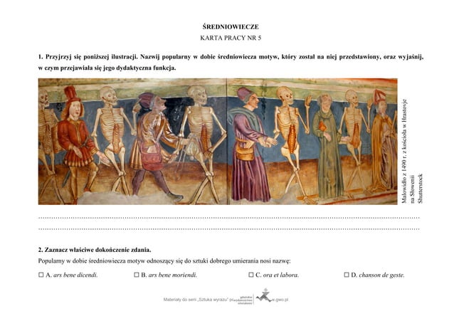 karta pracy średniowiecze motywy sposoby przedstawienia | PDF