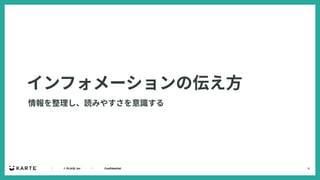 14
｜ © PLAID, Inc ｜ Confidential
インフォメーションの伝え⽅
情報を整理し、読みやすさを意識する
 