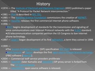  History1974 — The Institute of Electrical and Electronic Engineers (IEEE) published a paper                  	titled "A Protocol for Packet Network Interconnection."