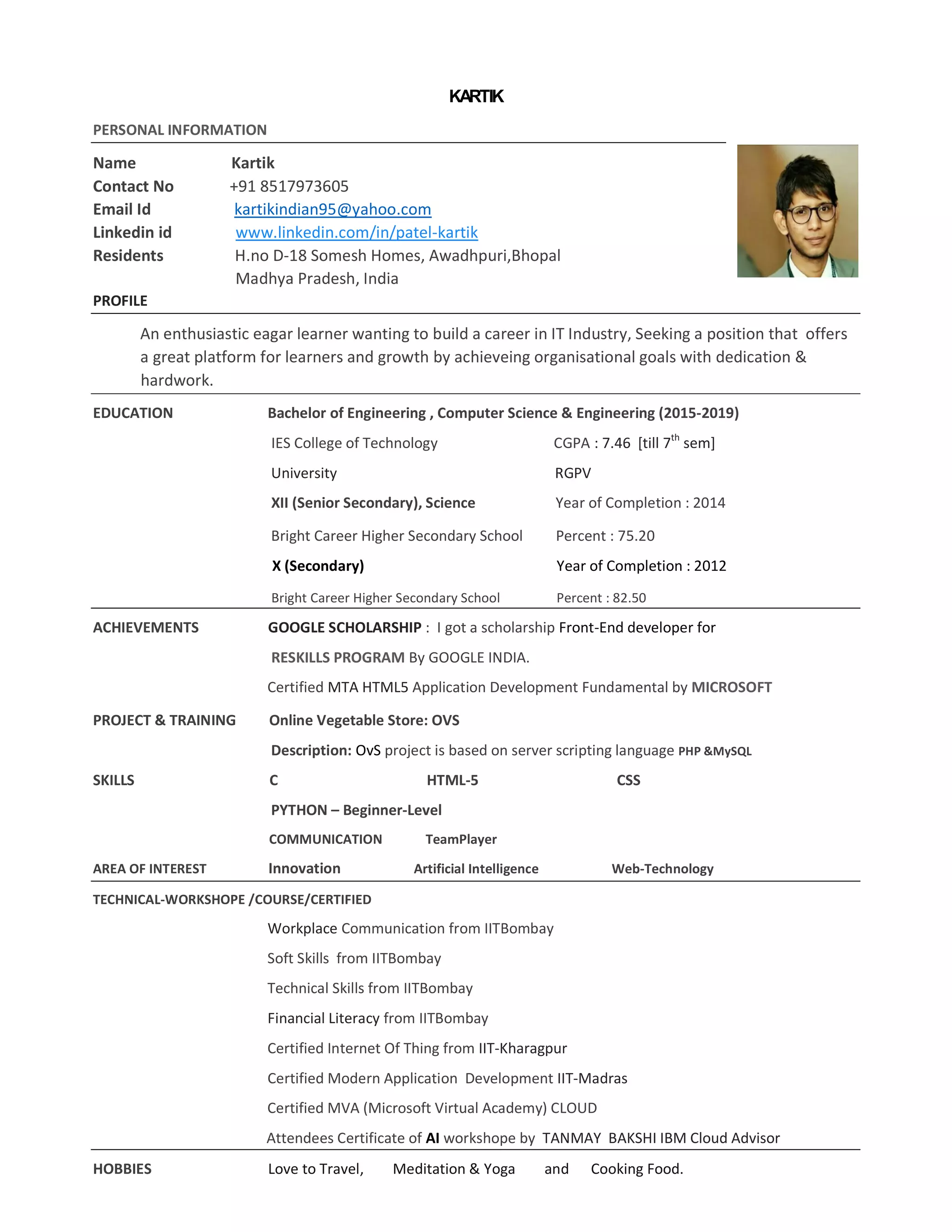 Kartik resume | PDF