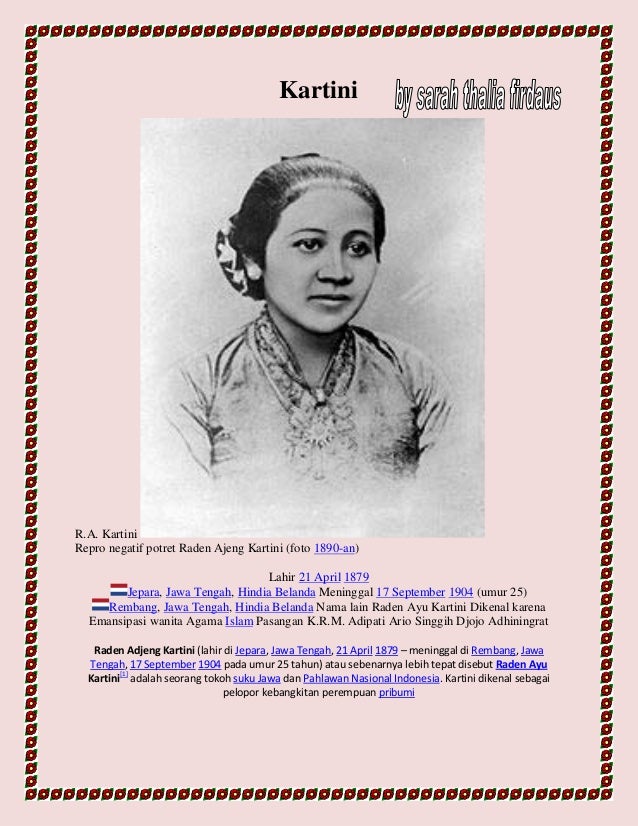 Biografi Ra Kartini Dalam Bahasa Inggris Singkat
