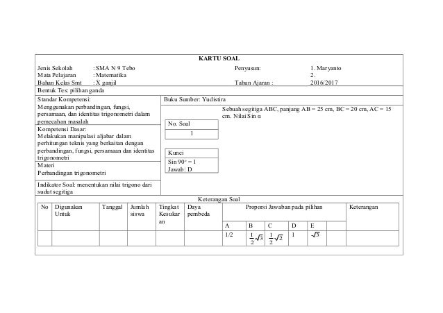 Kartu Soal Sman9teboschid Maryanto