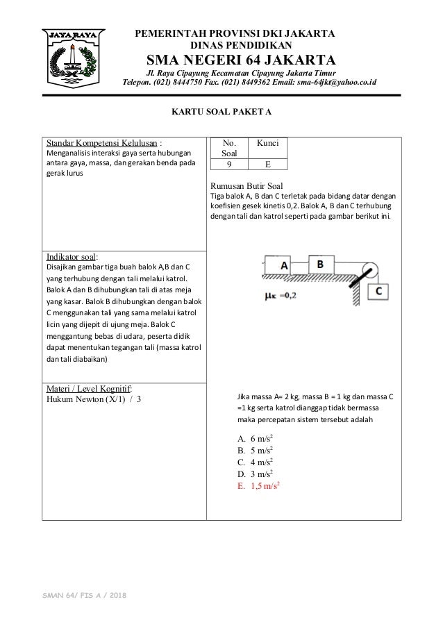 Kartu Soal Fisika Materi Hukum Newton Tentang Gravitasi Jawabanku Id