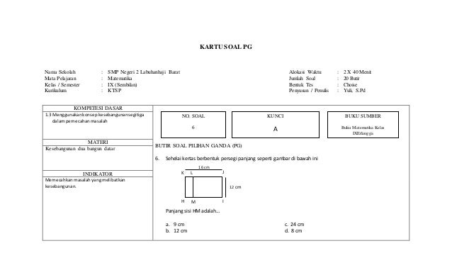 Kartu Soal Kelas 9