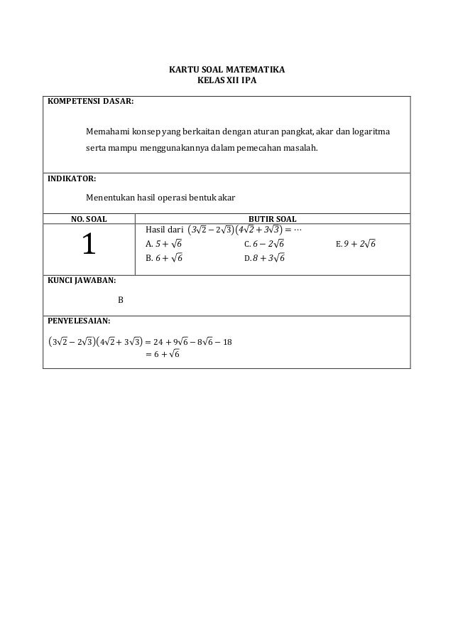 Kartu Soal Matematika Sma 11 Eka Lismaya Sari