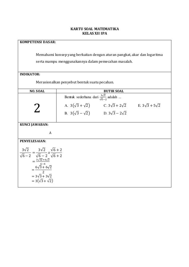 Kartu Soal Matematika Sma 11 Eka Lismaya Sari