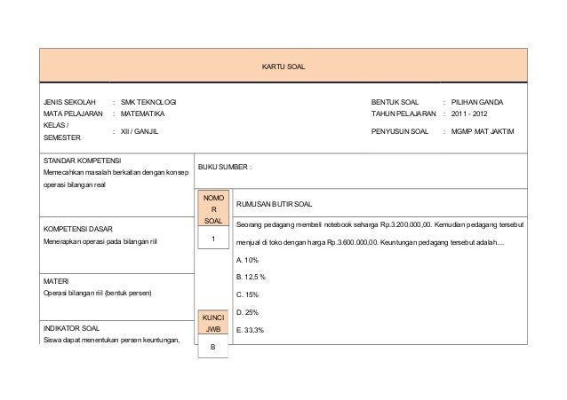 Kartu soal matematika paket a tkm 2011 2012 Kartu soal matematika paket a tkm 2011 2012