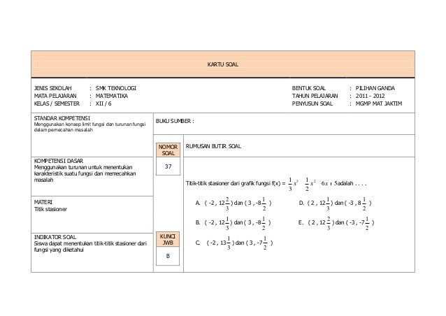 Terbaik 15+ Soal Pilihan Ganda Turunan Fungsi Aljabar Doc