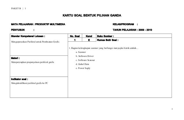 Kisi Kisi Soal Produktif Multimedia Tkj
