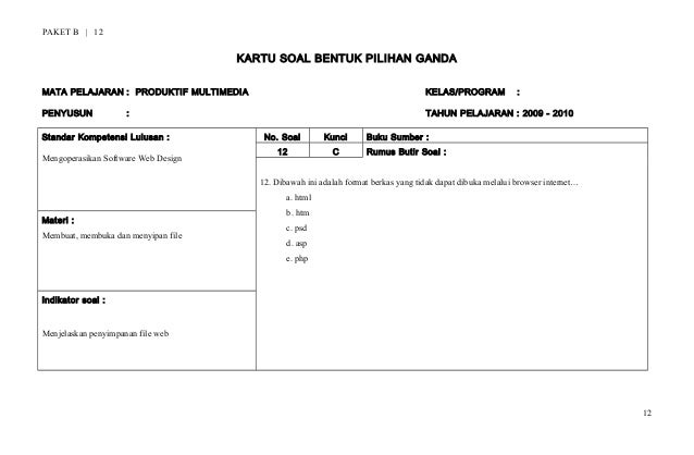 Soal Multimedia Kelas 12 Ilmusosial Id