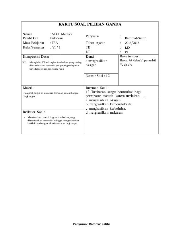 Contoh Soal C3 Ipa Sd Cara Golden