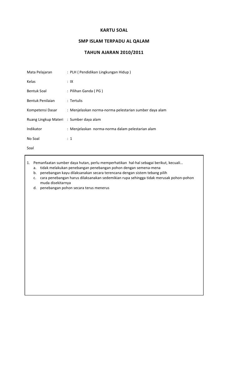 Kartu Soal Plh 2012