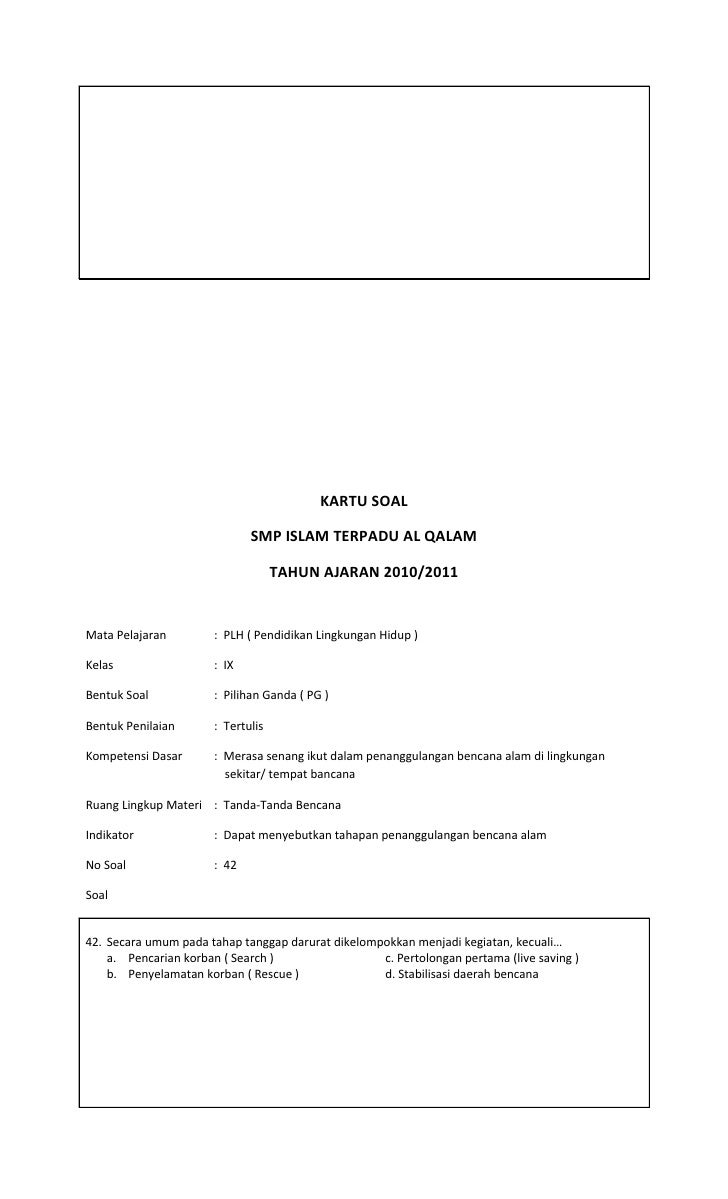 Soal Geografi Mitigasi Bencana Guru Paud
