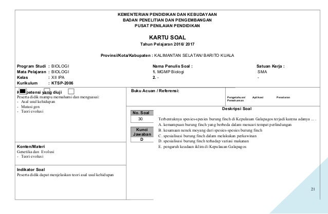 Kartu soal utama pg 2006 tahun 2019