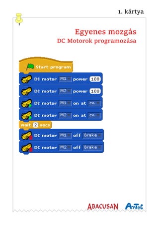 1. kártya
Egyenes mozgás
DC Motorok programozása
 