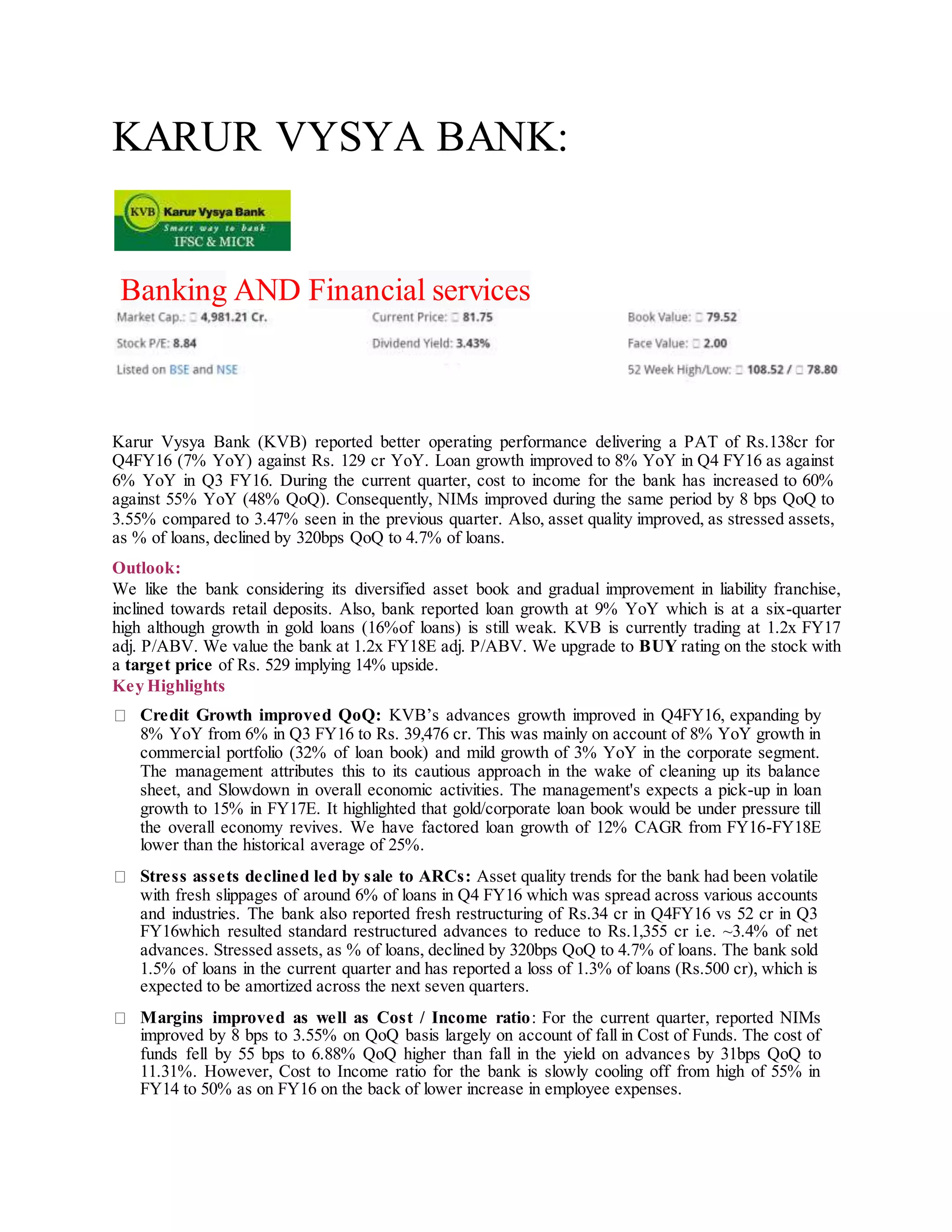 Kvb Bank.pdf Karur vysya bank | DOCX