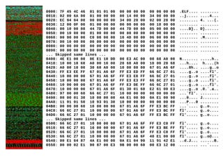 0000: 7F 45 4C 46 01 01 01 00 00 00 00 00 00 00 00 00 .ELF.... ........
0010: 02 00 6A 00 01 00 00 00 00 14 00 00 34 00 00 00 ..j..... ....4...
0020: EC 94 04 00 00 00 00 00 34 00 20 00 02 00 28 00 ........ 4. ...(.
0030: 12 00 0F 00 01 00 00 00 00 00 00 00 00 10 00 00 ........ ........
0040: 00 10 00 00 44 7D 00 00 44 7D 00 00 05 00 00 00 ....D}.. D}......
0050: 00 10 00 00 01 00 00 00 00 80 00 00 00 90 00 00 ........ ........
0060: 00 90 00 00 C0 08 00 00 10 4D 00 00 06 00 00 00 ........ .M......
0070: 00 10 00 00 00 00 00 00 00 00 00 00 00 00 00 00 ........ ........
0080: 00 00 00 00 00 00 00 00 00 00 00 00 00 00 00 00 ........ ........
0090: 00 00 00 00 00 00 00 00 00 00 00 00 00 00 00 00 ........ ........
... Skipped same lines ...
0400: 4E E1 00 00 0E E1 10 DD 00 E3 AC 00 08 68 A0 00 N....... .....h..
0410: 10 00 18 68 A0 00 10 00 20 68 A0 00 10 00 28 68 ...h.... h....(h
0420: A0 00 10 00 30 68 A0 00 10 00 00 00 67 01 A6 6F ....0h.. ....g..o
0430: FF E3 EE FF 67 01 A6 6F FF E3 ED FF 66 6C 27 01 ....g..o ....fl'.
0440: 10 00 00 00 67 01 A6 6F FF E3 E8 FF 66 6C 27 01 ....g..o ....fl'.
0450: 10 00 00 00 67 01 A6 6F FF E3 E3 FF 66 6C 27 01 ....g..o ....fl'.
0460: 10 00 00 00 67 01 A6 6F FF E3 DE FF 66 6C 27 01 ....g..o ....fl'.
0470: 10 00 00 00 67 01 A6 6F 01 30 01 60 E2 61 00 E3 ....g..o .0.`.a..
0480: 97 00 00 60 66 6C 27 01 10 00 00 00 00 00 00 00 ...`fl'. ........
0490: 00 00 01 30 10 00 00 00 4A E1 00 00 0A E1 00 90 ...0.... J.......
04A0: 11 91 01 50 10 93 01 30 10 00 00 00 00 00 00 00 ...P...0 ........
04B0: 00 00 08 60 10 00 00 00 67 01 A6 6F FF E3 BC FF ...`.... g..o....
04C0: 66 6C 27 01 10 00 00 00 67 01 A6 6F FF E3 BC FF fl'..... g..o....
04D0: 66 6C 27 01 10 00 00 00 67 01 A6 6F FF E3 BC FF fl'..... g..o....
... Skipped same lines ...
0500: 66 6C 27 01 10 00 00 00 67 01 A6 6F FF E3 C0 FF fl'..... g..o....
0510: 66 6C 27 01 10 00 00 00 67 01 A6 6F FF E3 BE FF fl'..... g..o....
0520: 66 6C 27 01 10 00 00 00 67 01 A6 6F FF E3 C0 FF fl'..... g..o....
0530: 66 6C 27 01 10 00 00 00 67 01 A6 6F 40 E1 00 00 fl'..... g..o@...
0540: 00 E1 64 87 4A E1 00 00 0A E1 04 90 11 91 42 E1 ..d.J... ......B.
0550: 00 00 02 E1 90 87 00 E3 9B 00 00 60 00 E3 12 00 ........ ...`....
 