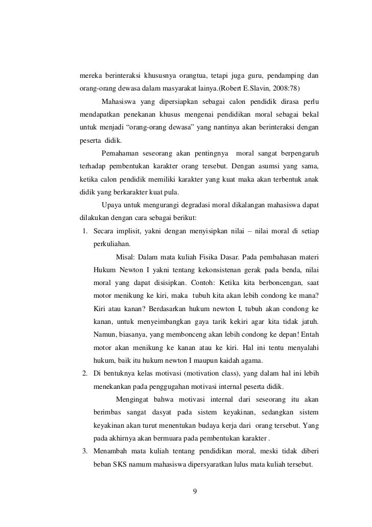 Karya Tulis Pendidikan Moral Sebagai Bingkai Pembentuk Calon Pendidik