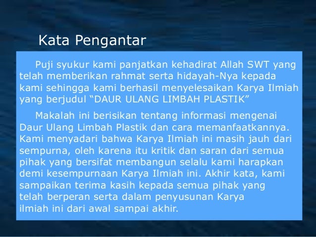 Karya Ilmiah Daur Ulang Limbah Plastik