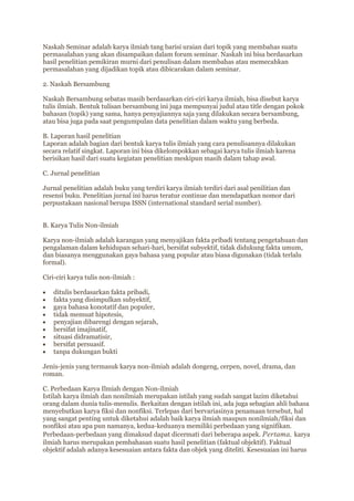 Karya ilmiah dan non ilmiah | DOCX