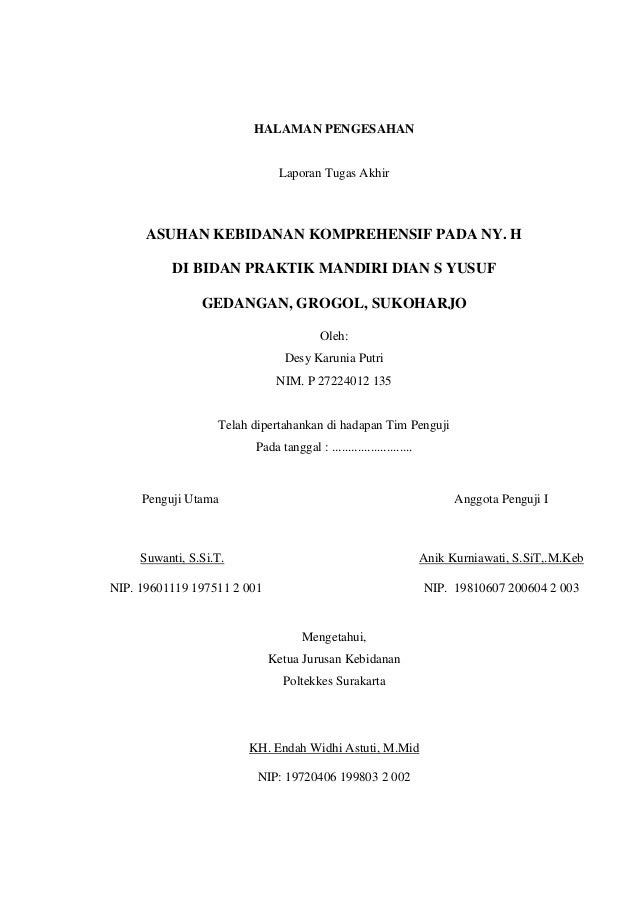 Contoh Laporan Tugas Akhir D3 Kebidanan Seputar Laporan