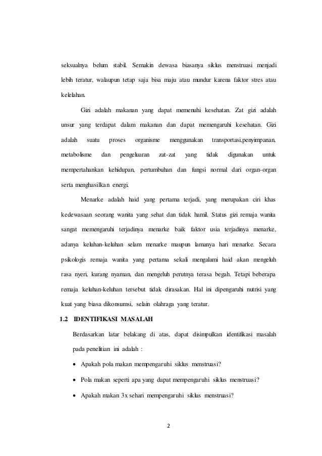 Karya Tulis Ilmiah "PENGARUH POLA MAKAN TERHADAP SIKLUS 
