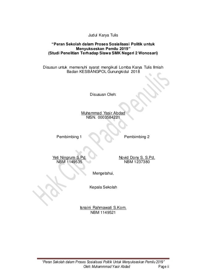 Karya Tulis Ilmiah Tema Politik Dan Demokrasi