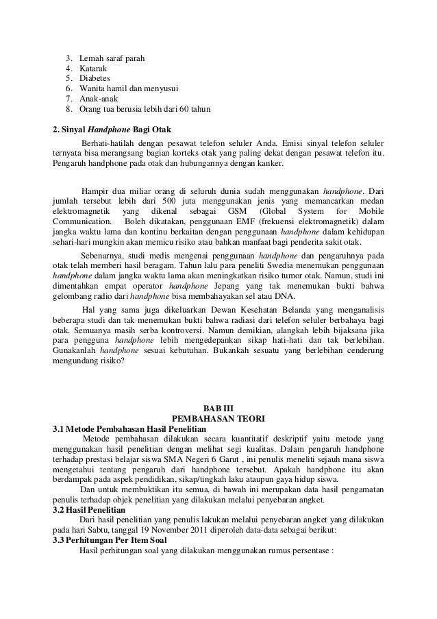 Karya Tulis Ilmiah Tentang Pengaruh Handphone Terhadap