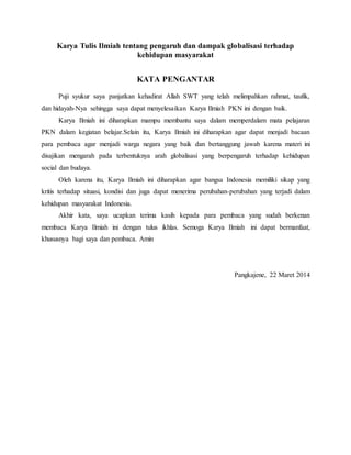 Karya Tulis Ilmiah Tentang Pengaruh Dan Dampak Globalisasi Terhadap K
