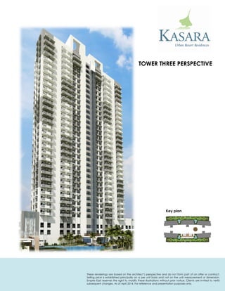 TOWER THREE PERSPECTIVE 
Key plan 
These renderings are based on the architect’s perspective and do not form part of an offer or contract. Selling price is established principally on a per unit basis and not on the unit measurement or dimension. Empire East reserves the right to modify these illustrations without prior notice. Clients are invited to verify subsequent changes. As of April 2014. For reference and presentation purposes only.  