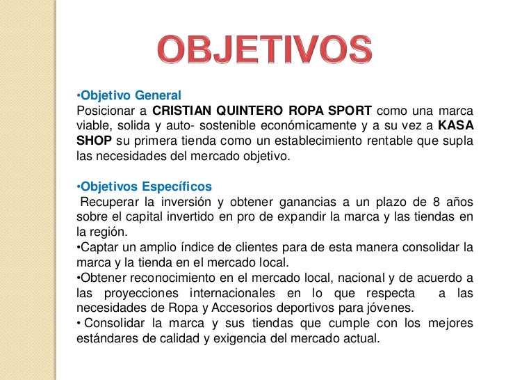 Ejemplo De Objetivo General De Una Empresa De Ropa Ejemplo Sencillo