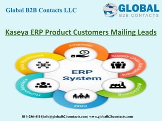 Kaseya ERP Product Customers Mailing Leads
Global B2B Contacts LLC
816-286-4114|info@globalb2bcontacts.com| www.globalb2bcontacts.com
 