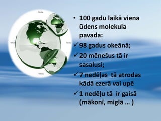 Ideāls ūdens Caurspīdīgs šķidrums, kuram nav ne garšas, ne smaržas.Ķīmiska viela, kura sastāv no ūdeņraža un skābekļa.Ideālā veidā atrodams laboratorijā – destilēts ūdens.Ideāls ūdens nav piemērots ilgstošai lietošanai uzturā.