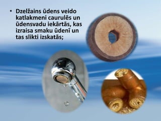 Sulfāti ir vieni no vismazāk toksiskiem anjoniem, kas tikai lielās koncentrācijās (> 600 mg/l) var izraisīt kuņģa – zarnu trakta darbības traucējumusMangāns (Mn)Pieļaujamā Mn koncentrācija ūdenī  0.05;