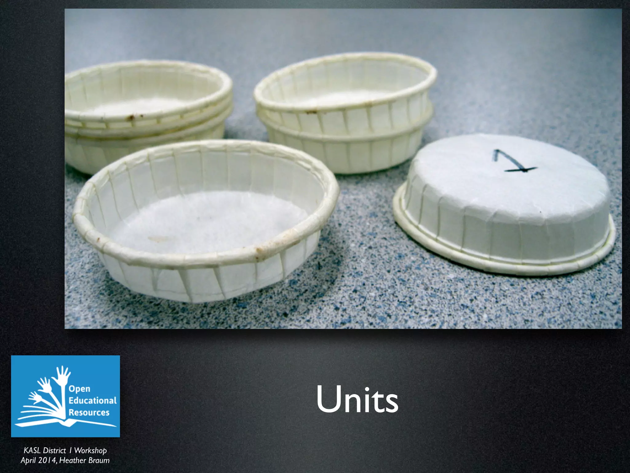 KASL District IWorkshop	

April 2014, Heather Braum
KASL District IWorkshop	

April 2014, Heather Braum
Units
 