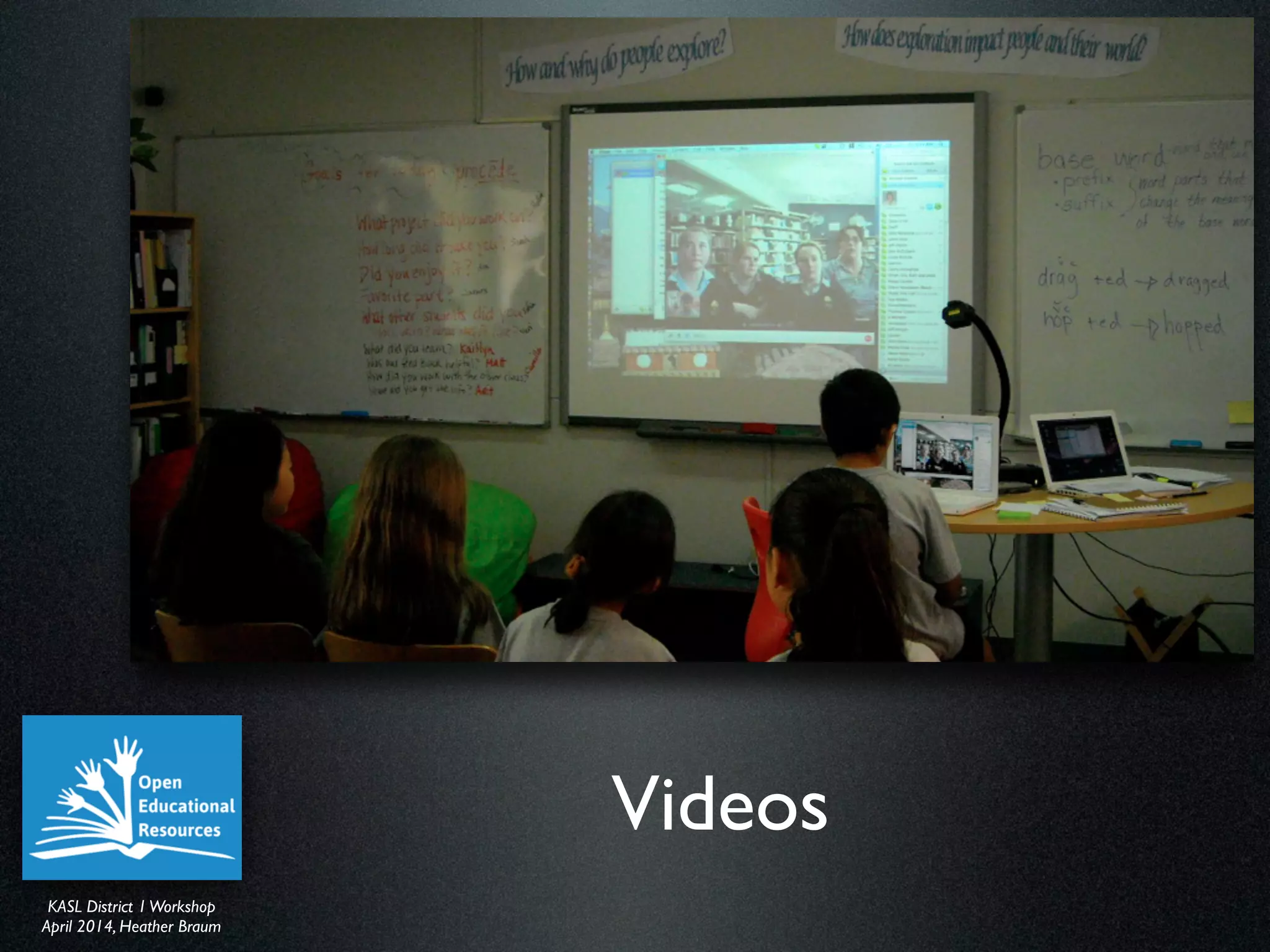 KASL District IWorkshop	

April 2014, Heather Braum
KASL District IWorkshop	

April 2014, Heather Braum
Videos
 