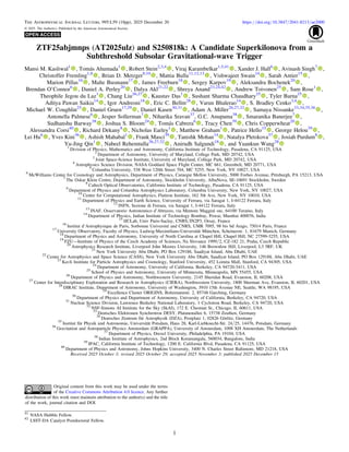 ZTF25abjmnps (AT2025ulz) and S250818k: A Candidate Superkilonova from a
Subthreshold Subsolar Gravitational-wave Trigger
M...