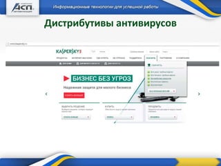 Дистрибутивы антивирусов
+ Дополнительные продукты
 