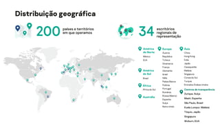 200 países e territórios
em que operamos
34 escritórios
regionais de
representação
América
do Sul
Brasil
Europa
Áustria
República
Tcheca
Dinamarca
França
Alemanha
Israel
Itália
Países Baixos
Polônia
Portugal
Romênia
Rússia (Matriz)
Espanha
Suíça
Reino Unido
Ásia
China
Hong Kong
Índia
Japão
Cazaquistão
Malásia
Singapura
Coreia do Sul
Turquia
EmiradosÁrabes Unidos
América
do Norte
México
EUA
África
África do Sul
Austrália
Centros de transparência
Zurique, Suíça
Madri, Espanha
São Paulo, Brasil
Kuala Lumpur, Malásia
Tóquio, Japão
Singapura
Woburn, EUA
Distribuição geográfica
 