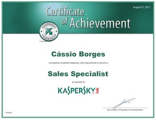August 27, 2011




           Cássio Borges

           Sales Specialist




KC002723
 